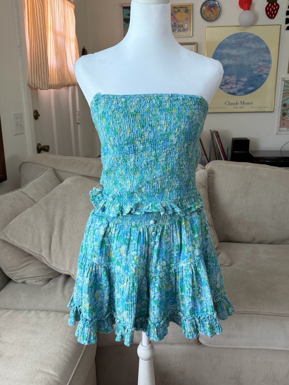 Vacay Find! American Eagle Blue and Green Floral Two Piece Set Size Medium